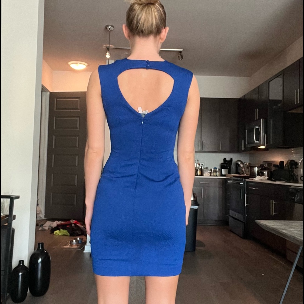 Blue cut out top mini dress